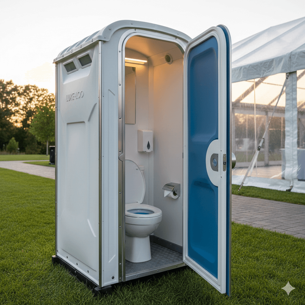 Flushable Porta Potty - Professional portable restroom rental service