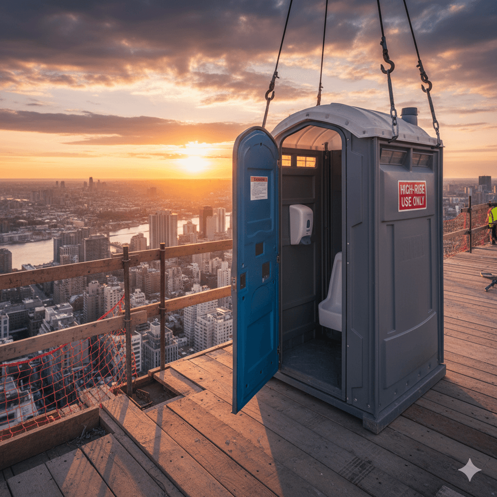 High-Rise Portable Toilet - Professional portable restroom rental service